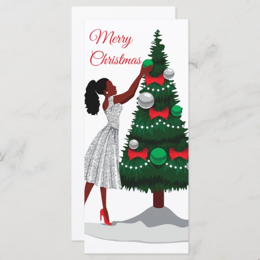Merry kerst Black American Woman Card (Voorkant / Achterkant)