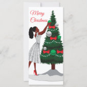 Merry kerst Black American Woman Card (Voorkant)