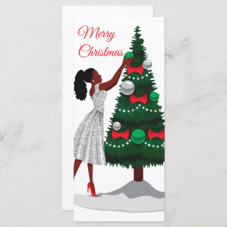 Merry kerst Black American Woman Card