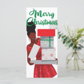Merry kerst Black American Woman Card (Staand voorkant)