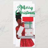 Merry kerst Black American Woman Card (Voorkant / Achterkant)
