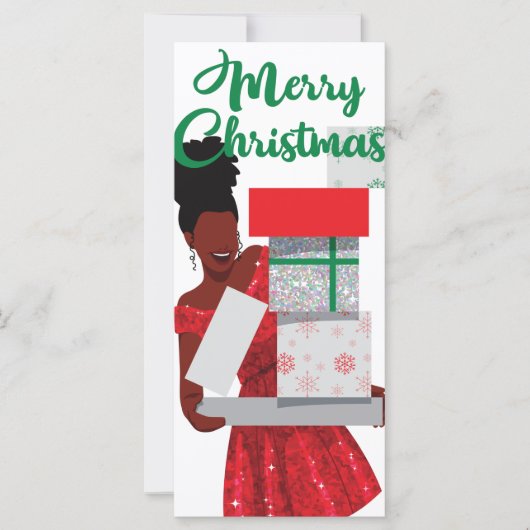 Merry kerst Black American Woman Card (Voorkant)