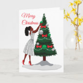 Merry kerst Black American Woman Card Kaart (Gele Bloem)