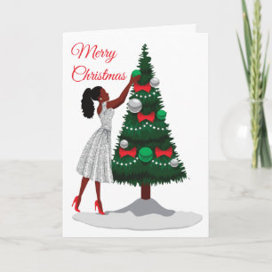Merry kerst Black American Woman Card Kaart