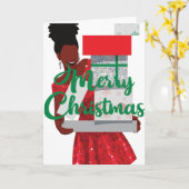 Merry kerst Black American Woman Card Kaart (Gele Bloem)