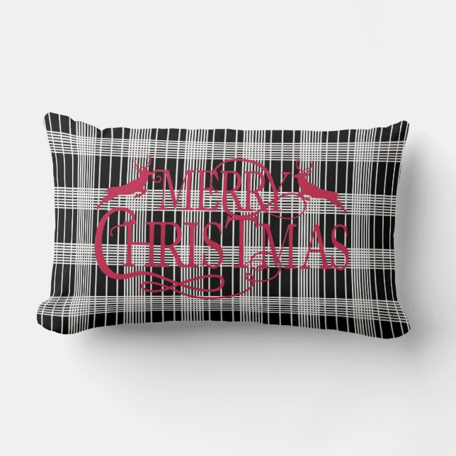 Merry kerst Black Pset Lumber Pillow Kussen (Voorkant)