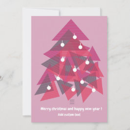 Merry kerst blij nieuw jaar moderne roze kaart