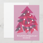 Merry kerst blij nieuw jaar moderne roze kaart (Voorkant / Achterkant)