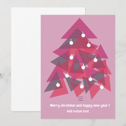 Merry kerst blij nieuw jaar moderne roze kaart (Voorkant / Achterkant)