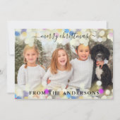 Merry kerst Bokeh Light Feestdagenkaart (Voorkant)