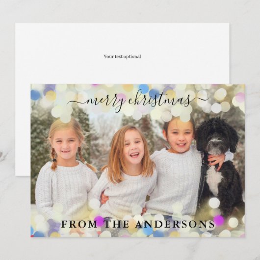 Merry kerst Bokeh Light Feestdagenkaart (Voorkant / Achterkant)