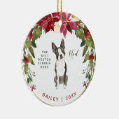 Merry kerst Boston Terrier | Foto van uw hond Keramisch Ornament (Rechts)