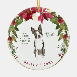 Merry kerst Boston Terrier | Foto van uw hond Keramisch Ornament