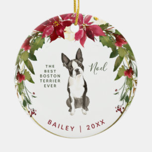 Merry kerst Boston Terrier Foto van uw hond Keramisch Ornament