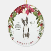 Merry kerst Boston Terrier | Foto van uw hond Keramisch Ornament (Links)