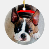 Merry kerst Boston Terrier | Foto van uw hond Keramisch Ornament (Achterkant)