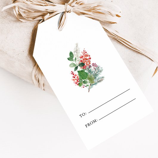 Merry kerst Botanical Cadeaulabel