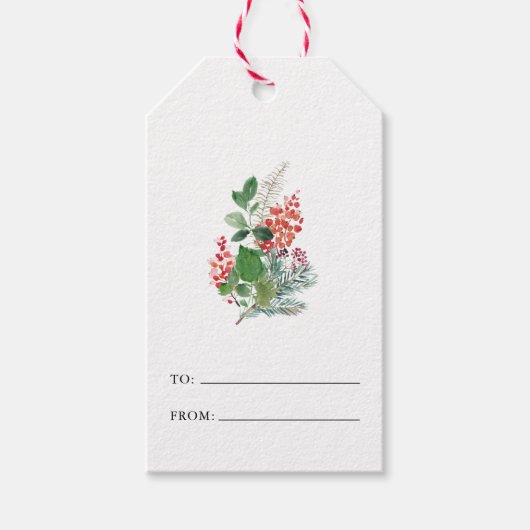 Merry kerst Botanical Cadeaulabel (Voorkant)