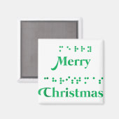 Merry kerst braille stippen, xmas topjes, vakantie magneet (Voorkant / Achterkant)