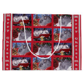 Merry kerst Bunny Rabbit Afbeelding Collage Groot Cadeauzakje (Achterkant)