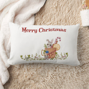 Merry kerst Bunny Winter Scene Kussen