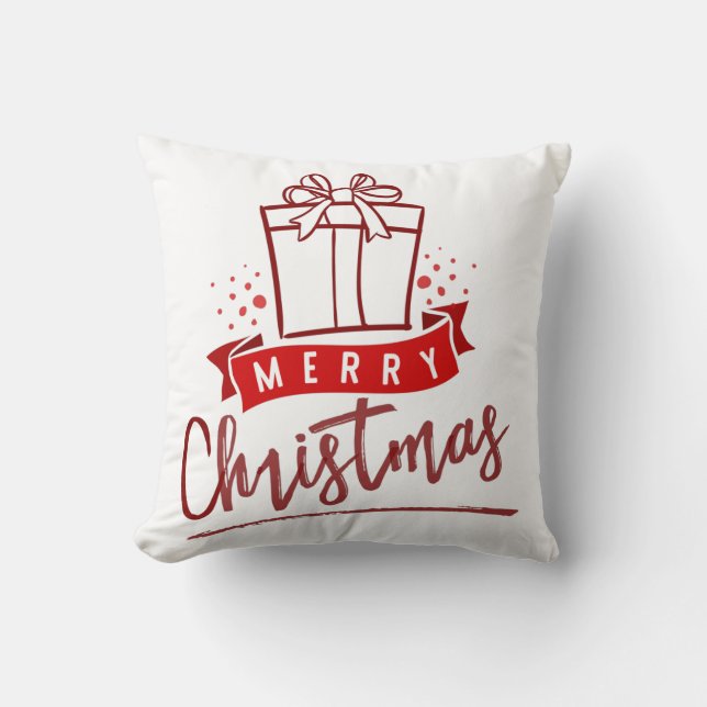 Merry kerst Burgundy Cadeau Gift Typografie Kussen (Voorkant)
