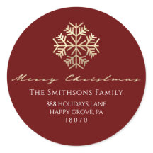Merry kerst Burgundy Gold RSVP Snowflakes