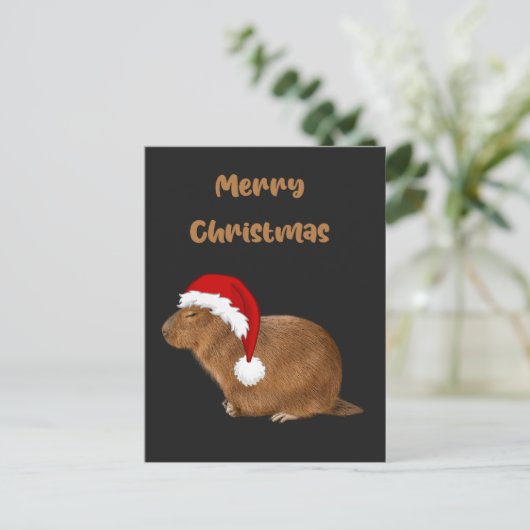 Merry kerst Capybara Briefkaart (Staand voorkant)