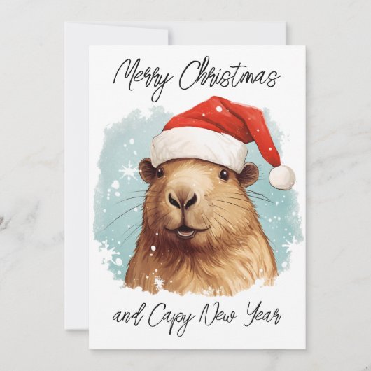 Merry kerst Capybara Kaart (Voorkant)