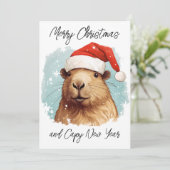 Merry kerst Capybara Kaart (Staand voorkant)