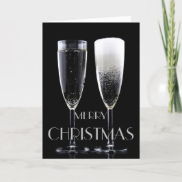 Merry kerst Champagne Flute Glasses Cheers Feestdagen Kaart