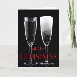 Merry kerst Champagne Flute Glasses Cheers Feestdagen Kaart