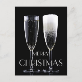 Merry kerst Champagne Flute Glasses Cheers Feestdagenkaart