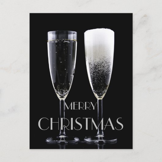Merry kerst Champagne Flute Glasses Cheers Feestdagenkaart (Voorkant)