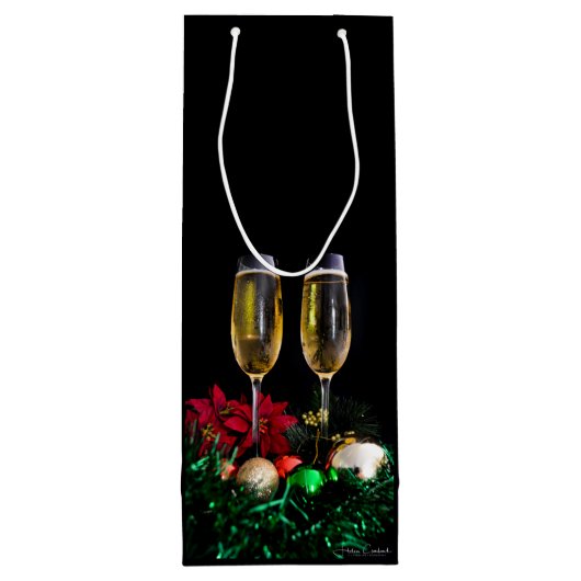 Merry kerst Champagne Wijn Cadeautas (Achterkant)