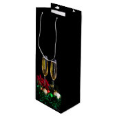 Merry kerst Champagne Wijn Cadeautas (Voorkant Gekanteld)