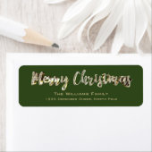 Merry-kerst Chic Green- en Gold-script Etiket (Insitu)