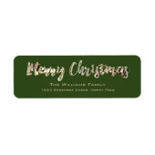 Merry-kerst Chic Green- en Gold-script Etiket (Voorkant)