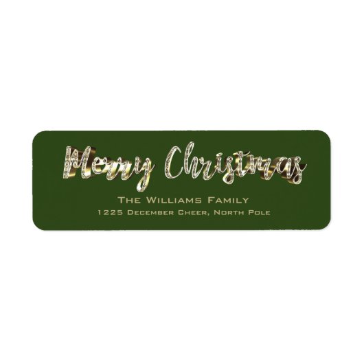 Merry-kerst Chic Green- en Gold-script Etiket (Voorkant)