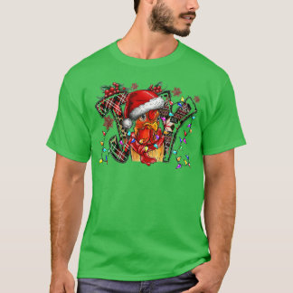 Merry kerst Chicken Joy Santa Hat Lights Xmas T-shirt