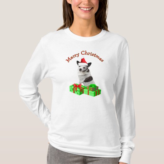 Merry kerst Chihuahua T-shirt (Voorkant)
