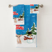 Merry kerst Chihuahuas Bad Handdoek (Insitu)