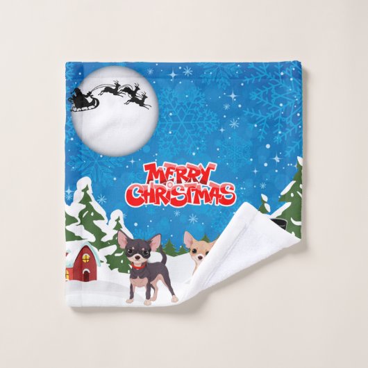Merry kerst Chihuahuas Bad Handdoek (Wasdoekje)