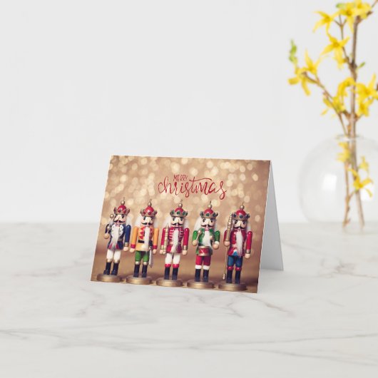 Merry kerst Colorful Nutcrackers Kaart (Gele Bloem)