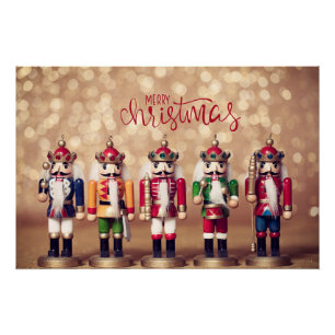 Merry kerst Colorful Nutcrackers Perfect Poster