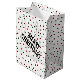 Merry kerst Confetti Polka Dots Red Green Medium Cadeauzakje