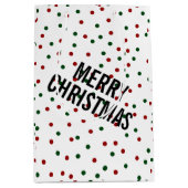 Merry kerst Confetti Polka Dots Red Green Medium Cadeauzakje (Voorkant)