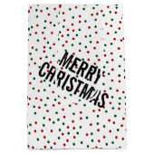 Merry kerst Confetti Polka Dots Red Green Medium Cadeauzakje (Achterkant)