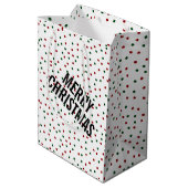 Merry kerst Confetti Polka Dots Red Green Medium Cadeauzakje (Achterkant Gekanteld)