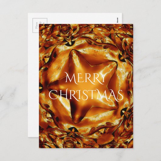 Merry kerst Copper Gold Shiny Star Feestdagenkaart (Voorkant / Achterkant)
